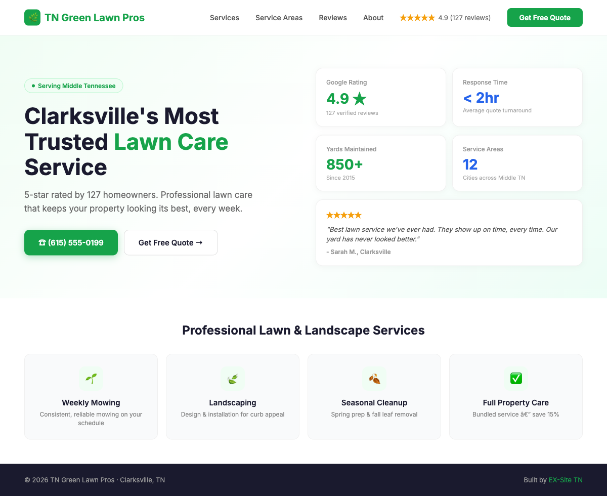 Modern revenue engine website built by EX-Site TN